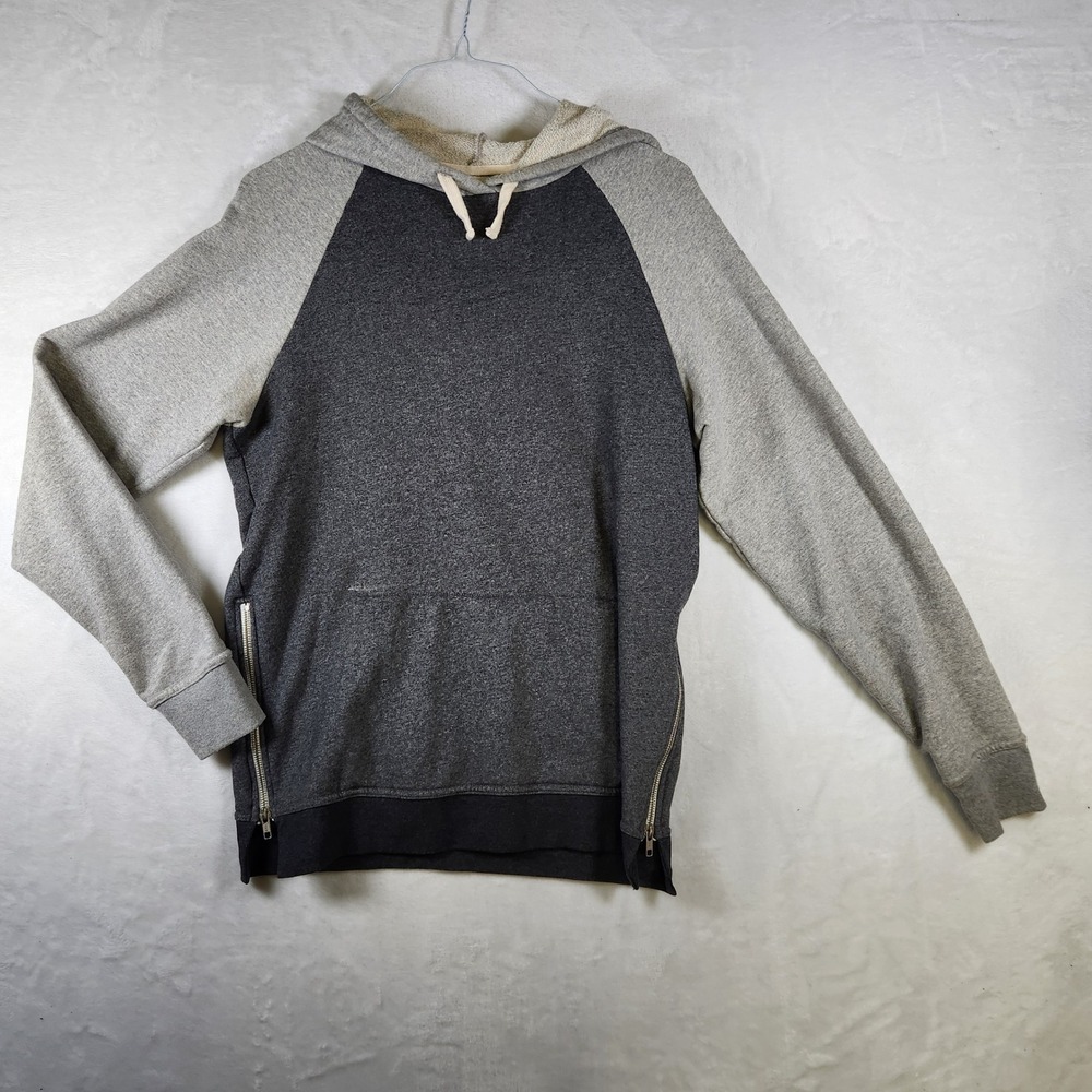 JackThreads Mens Gray Hoodie Pullover Raglan Full Zip‎ Accents Sweatshirt
